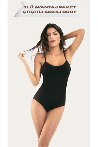 Kırmızı 3-Piece Women's Basic Casual Snap Button Bodysuit – Flexible & Comfor...