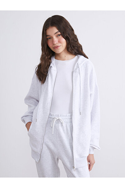 LC Waikiki Xside New Season Hooded Oversize Women's Thick Zippered Sweatshirt