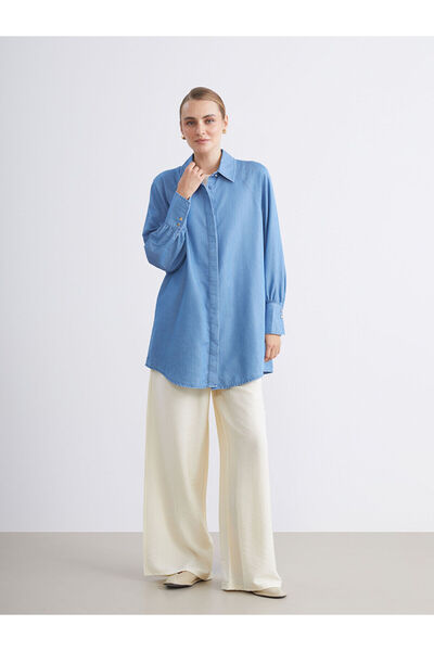 LC Waikiki LCW Modest YENİ SEZON Gömlek Yaka Kadın Jean Tunik