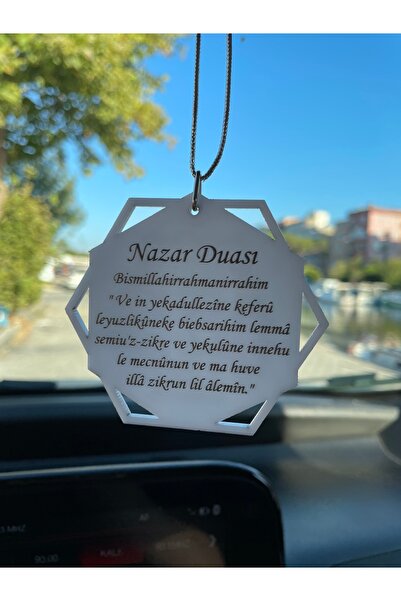 estölye Beyaz Pleksi Ayetel Kürsi Ve Nazar Dualı Araba Süsü Dikiz Aynası Süsü...