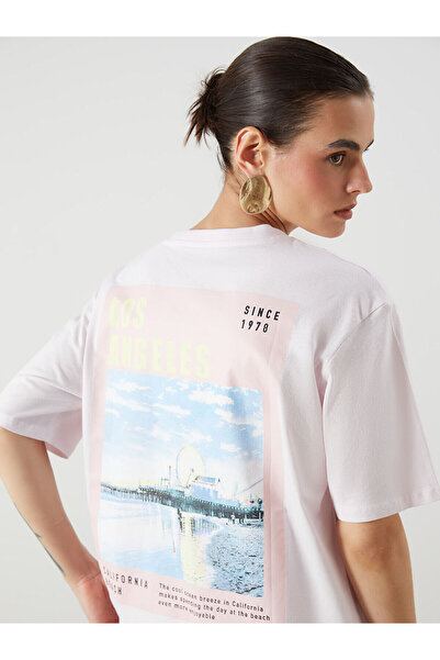 LC Waikiki تي شيرت نسائي كبير الحجم مطبوع عليه لوس أنجلوس من Peak New Season