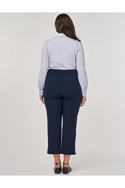 Kayra Düğme Detaylı Kumaş Pantolon Koyu Lacivert