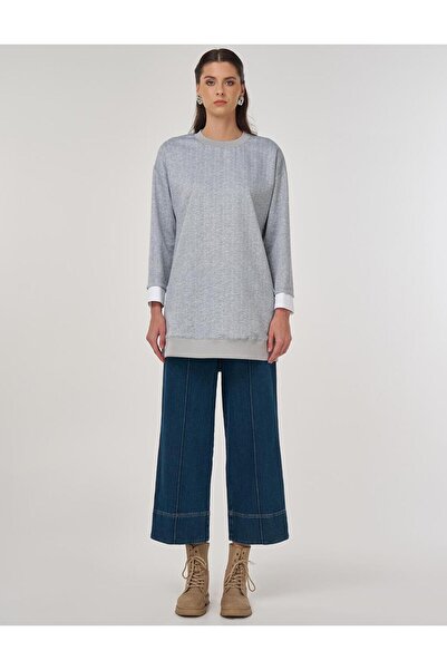 KYR Φούτερ με σχέδια με λαιμόκοψη σε ανοιχτό γκρι χρώμα