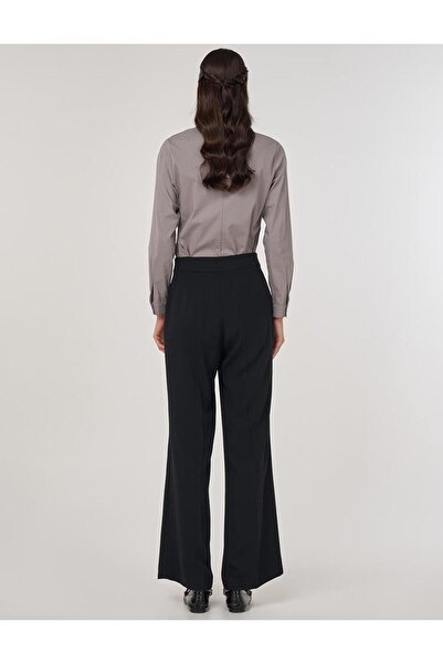 Kayra Flowy Crepe Trousers Black