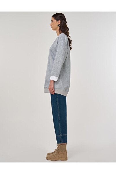 KYR Φούτερ με σχέδια με λαιμόκοψη σε ανοιχτό γκρι χρώμα