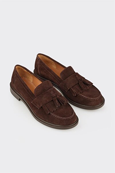 Elle Shoes Kahve Deri Kadın Günlük Loafer