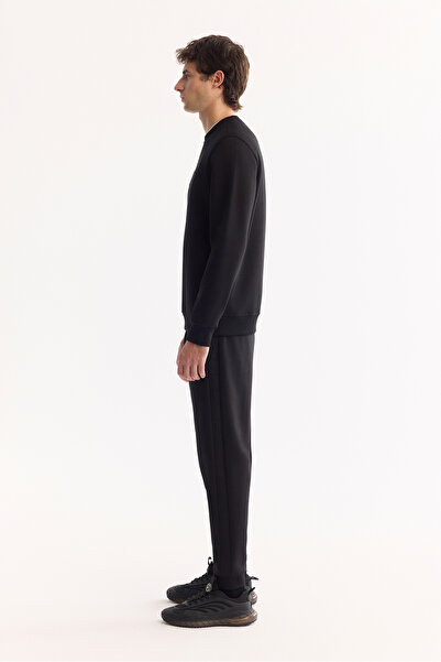 Avva Erkek Siyah Bisiklet Yaka Pamuklu Şardonlu Baskılı Regular Fit Sweatshirt A52Y1327