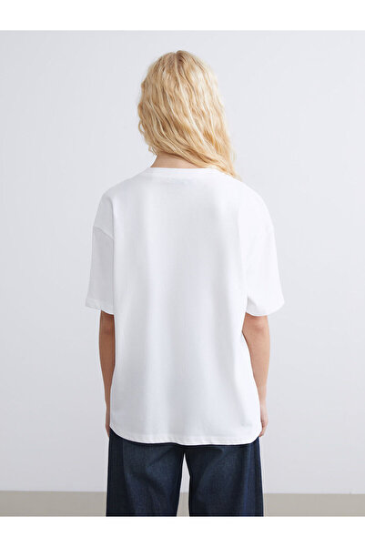 LC Waikiki Winter Collection V-Neck Los Angeles Special Design Printed Oversize Women's T-Shirt City