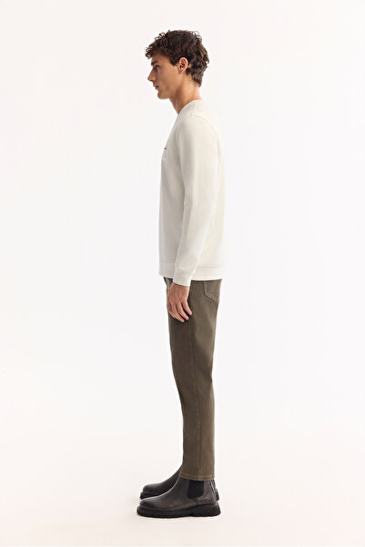 Avva Erkek Ekru Bisiklet Yaka Pamuklu Bi-Stretch Baskılı Regular Fit Sweatshirt A52Y1261