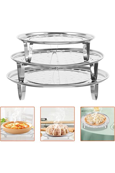 erorex Steamer Rack, 3 Pcs Stainless Steel Steamer Pan Baking Cooling Rack Trivet Stand Kitchen Food