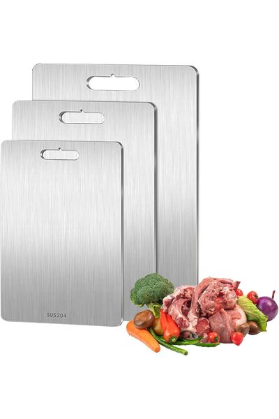 erorex 3 Pack Titanium Cutting Board Set,Titanium Cutting Boards Kitchen, Stainless Steel Cutting