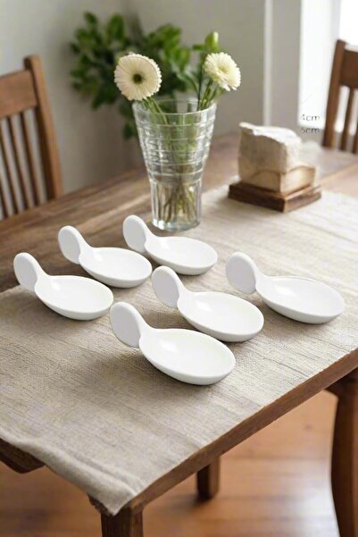 erorex White Porcelain Spoon Shaped Serving (6 Piece Set), White, One Size