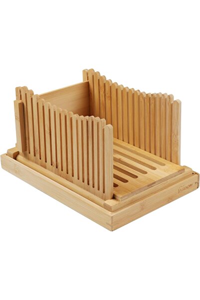 erorex Bamboo Bread Slicer, Homemade Bread Cutter Foldable Bread Guide Sturdy Cutting Board Bamboo Slicing