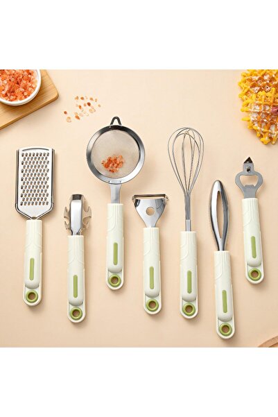 erorex 7 Pcs Kitchen Tools & Gadgets Set, Stainless Steel Cooking Utensils Set Pp Handle Heat Resistant