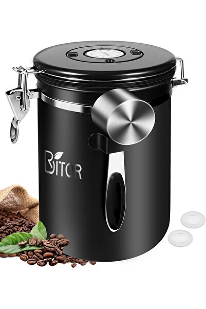 erorex 1.8L Coffee Canister, Airtight Coffee Canister Scoop, Coffee Jar Built Valve, Date Tracker, 2 Spare