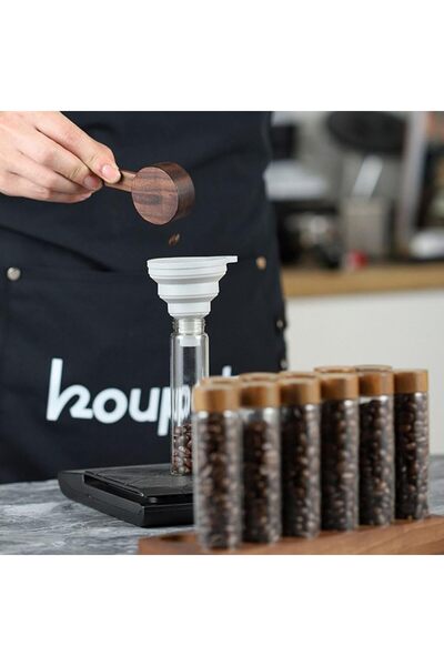 erorex Coffee Bean Storage Tubes 12 Tubes Single Dose Sealed Coffee Bean Storage Jar Walnut Stand Portable