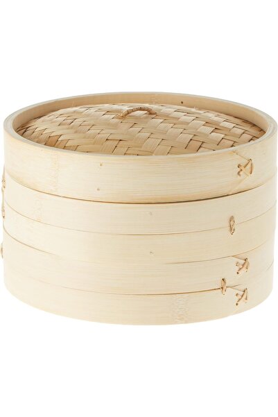 erorex 25Cm Bamboo Steamer,2 Tiers Organic Handmade Bamboo Steam Basket Lid,Chinese Food Steamers,100%