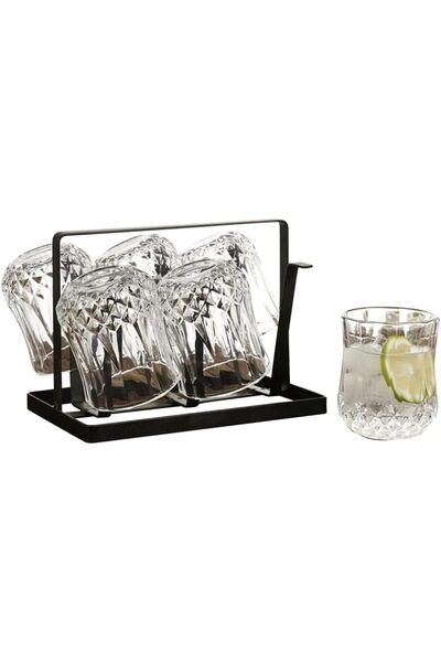 erorex 7 Piece Elegant Design Easy Cleaning Beverage Set Clear And Black