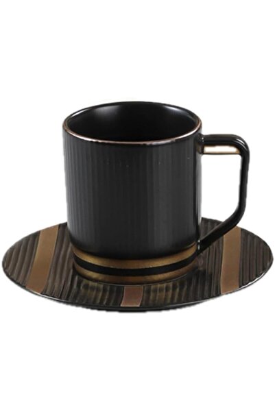 erorex 6 Piece Turkish Coffee Set Black And Brown Cs104S Sy11Mg