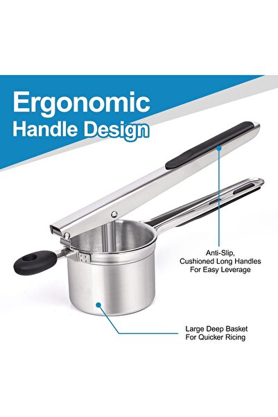 erorex Potato Ricer, Stainless Steel Potato Masher 3 Interchangeable Discs, Heavy Duty Potato Masher Ricer