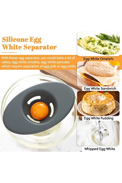 erorex Silicone Egg Separators, Food Silicone Egg White Separator, Egg White Yolk Sifting Filter, 3 Slit