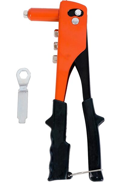 erorex مسدس برشام - برتقالي 10 بوصة - أداة برشام يدوية شديدة التحمل بمقبض مريح ودقة تثبيت دقيقة