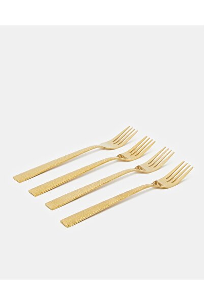 erorex Gold Dinner Fork Hammered Finish Set (4 Piece), Gold, One Size 131484341