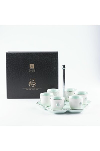 erorex Asala Arabic Coffee Set With Stand, Teal/Silver