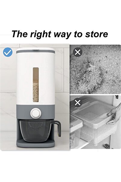 erorex 25Lbs Rice Dispenser, Large Grain Container Storage Lid Measuring Cylinder Moisture Proof Household