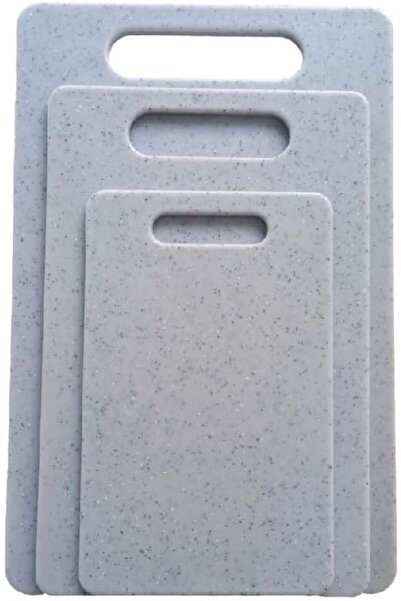 erorex 3 Piece Marble Effect Rectangular Polypropylene Cutting Board Set Grey 9079H+9071H+9073H