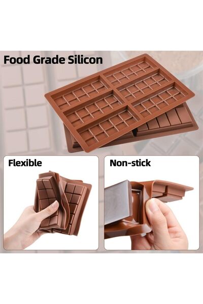 erorex Silicone Chocolate Bar Molds Rectangle Sweet Bakeware Hard Candy, Gummy, Caramel, Ganache, Ice
