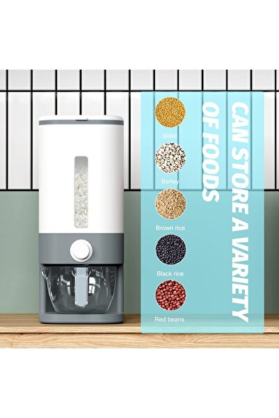 erorex 25Lbs Rice Dispenser, Large Sealed Grain Container Storage Lid Measuring Cylinder Moisture Proof