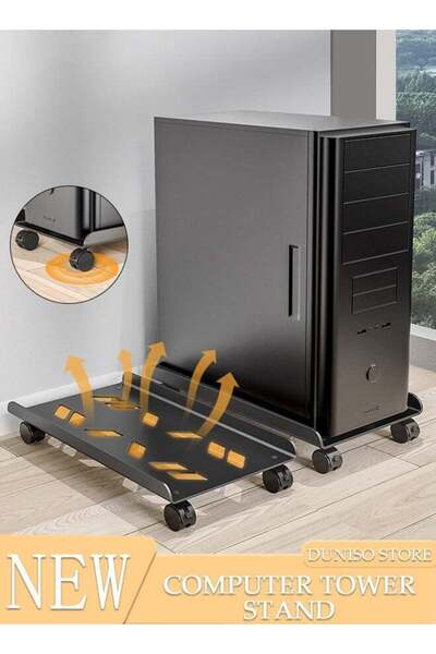 fun zone DUNISO Computer Stands CPU Bracket Desktop Host Base Bracket Universal Wheel Plastic Bracket Pallet