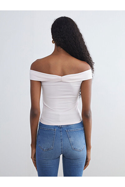 LC Waikiki Lcw Vision Pink Boat Neck Metal Applique Blouse