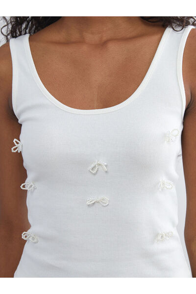 LC Waikiki New Season U-Neck Beaded Bow Blouse