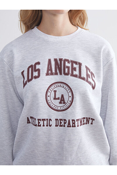 LC Waikiki İzr New Season Crew Neck Los Angeles Printed Oversize Women's Sweatshirt