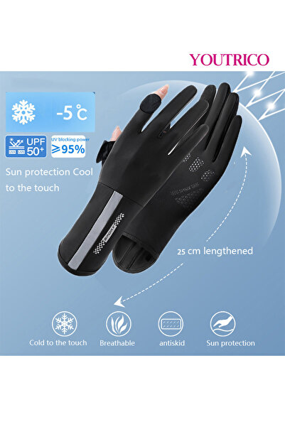 Youtrico قفازات حماية من الشمس لركوب الدراجات في الصيف بدون أصابع للقيادة بعا...