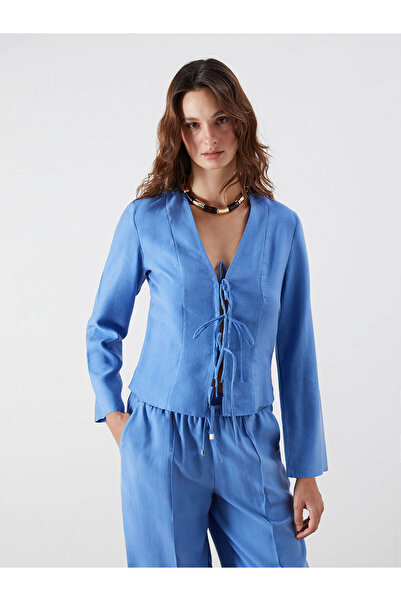 LC Waikiki Nevavm V-Neck Tie Blouse with a Difference
