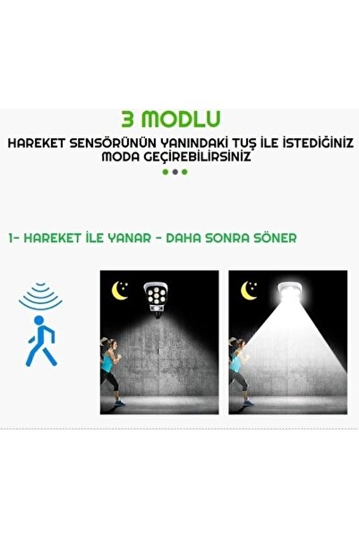 MRS SOLAR HB-200-2 4LÜ Paket Solar Enerjili Hareket Sensörlü Kamera Görünümlü 77 LED Mekan AYDINLATMA 2400MAH
