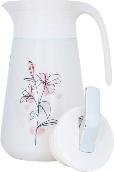 Gloria Glass Thermos, 1 liter, plastic outer shell - light beige