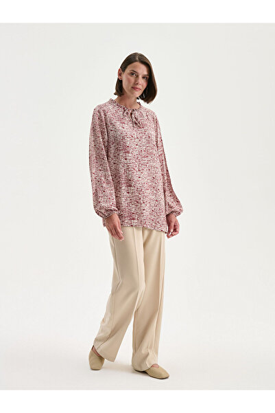 LC Waikiki Bağlamalı Yaka Desenli Bluz
