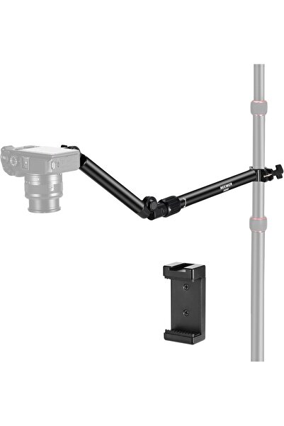 NEEWER ذراع تثبيت الكاميرا العلوية مع مشبك الهاتف، 22 بوصة/56 سم، 180 درجة و360 درجة، ذراع تثبيت مرن من قسمين