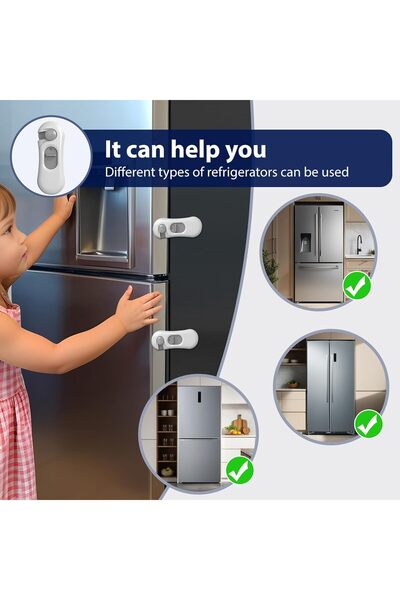Yelajoy 5-Pack Child Proof Refrigerator Lock,with 3M Adhesive,Safety to Use,Universal for Oven Drawers Door