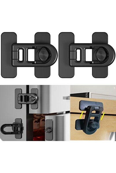Yelajoy 2 Pcs Child Proof Fridge Lock,Multipurpose Child Safety Baby Cabinet Locks,No Drill with Adhesive