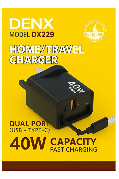 Denx M DX229 40W Fast Charging Wall Charger | USB & Type-C Ports