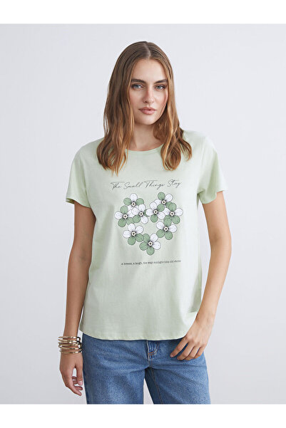 LC Waikiki Tricou pentru femei cu decolteu tip crew cu imprimeu New Season