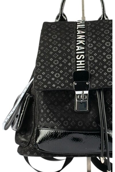 Guja 25Yg702 Women's Monogram Patterned Patent Leather Garnished Premium Backpack