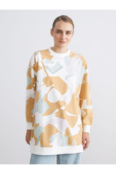 LC Waikiki Mixed Crew Neck Patterned Women's Sweatshirt Tunic