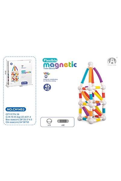 Picodino Set Constructie Magnetica Retractabila, Tuburi si Bete Magnetice Fle...