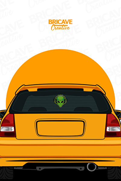 Bricave Uzaylı Sticker Araba Motosiklet Kask Laptop Cam Etiket Sticker 9,8x11cm B2